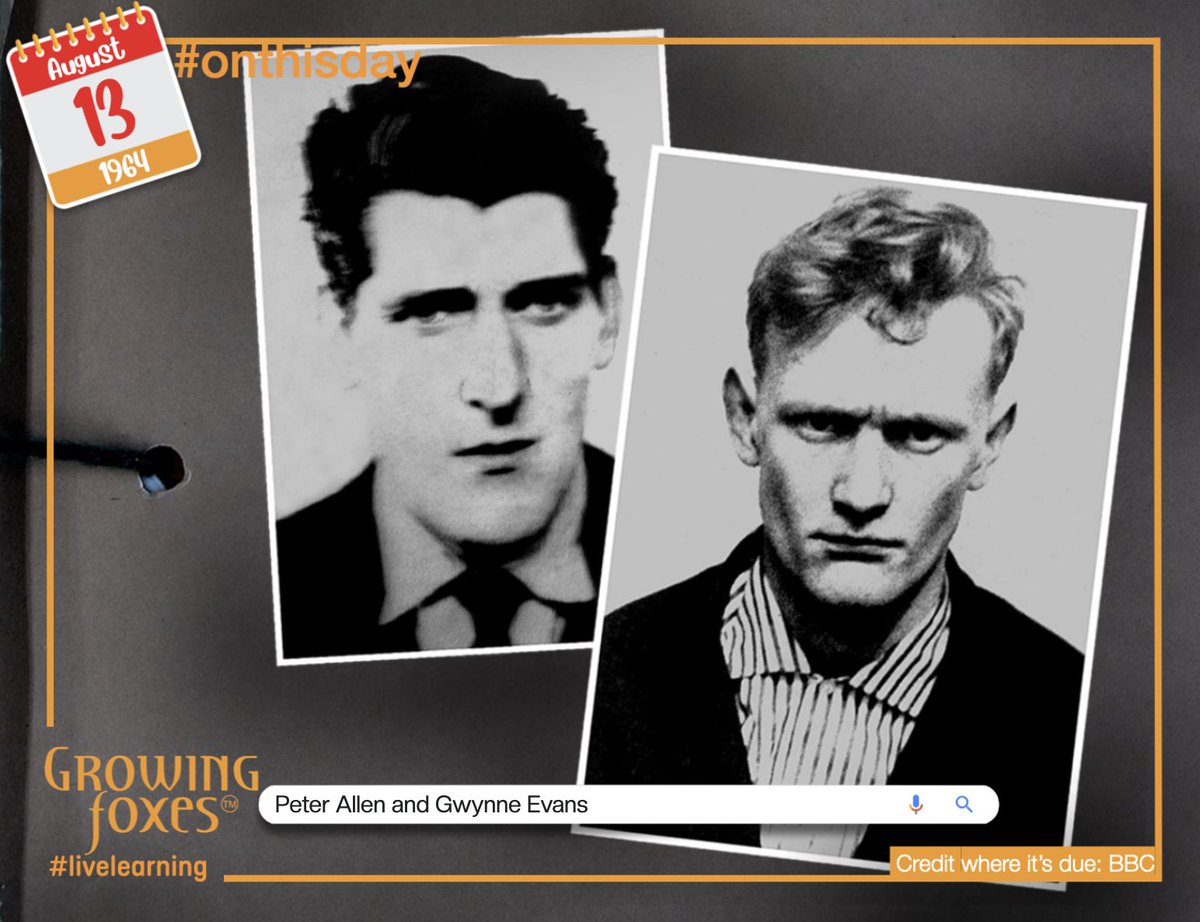 GrowingFoxes's tweet photo. 13 August 1964: Peter Allen and Gwynne Evans become the last criminals to be executed in the UK for murder. The death penalty remained a legally defined punishment for treason until executions were finally abolished in 1998. #rulesofthegame #ethicalcompass #livelearning https://t.co/A2bWJXFtmO