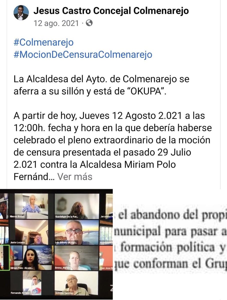 chuscame's tweet photo. #Colmenarejo #MocionDeCensuraColmenarejo

UN AÑO DE “OKUPACIÓN” DE UNA ALCALDESA DEL #PSOE EN EL AYTO. DE COLMENAREJO (MADRID)

Hoy 12 Agosto 2.022 se debía cumplir 1 año de haberse celebrado la moción de censura “LEGAL” presentada en el Ayto Colmenarejo

https://t.co/N25mvmPoBE https://t.co/MaMRonUp5C