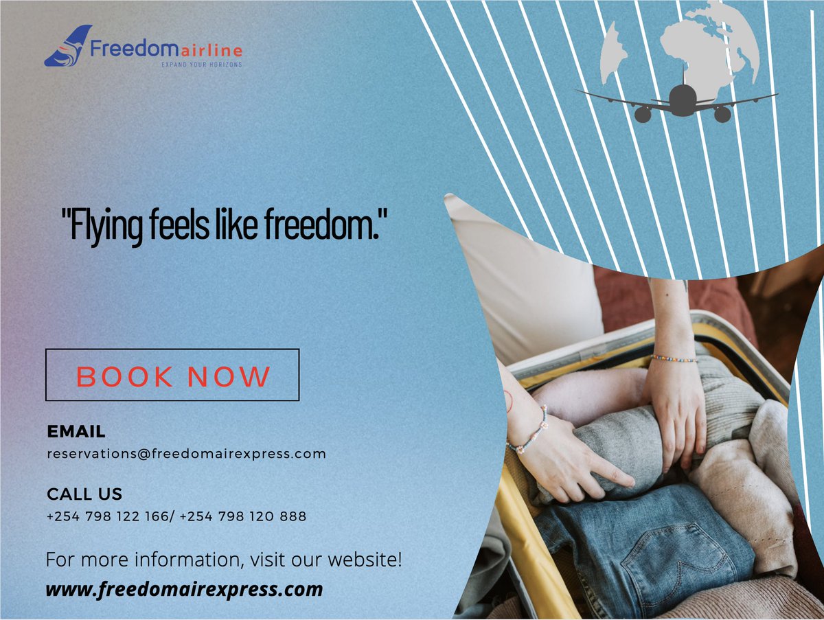 FreedomAirKe's tweet photo. Flying feels like freedom. Let's travel.
#peace #freedom #Mogadishu #garowe #mandera #Form34B #ElectionsKE2022 #kenyaelections2022 #freedomair https://t.co/QrN9MSjzgj