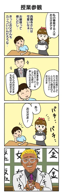 353本目。 #4コマ1000本ノック #4コマ漫画 #授業参観 #お父さん