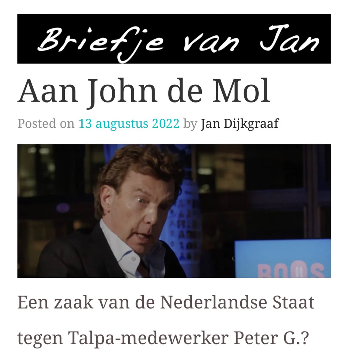 KnijffRobert's tweet photo. OLD HABITS NEVER DIE…
Briefje van Jan Dijkgraaf aan John de Mol… Over Peter Gillis… Over dat je met geld veel kunt doen, maar geen innerlijk beschaving kunt kopen… Blijkt…
Cc: @jndkgrf | @TalpaNetwork | @SBS6
#BriefjeVanJan #JanDijkgraaf
#FoxWild
https://t.co/QrHyPXlNEY https://t.co/uoJkzPH1BC