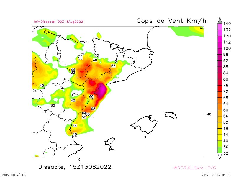 Hem d'estar alerta aquesta tarda/vespre a la Costa Daurada de ventades molt fortes y seques. Recordeu que cal situar-se a barlovent de les coses que puguin sortir volant. Si podeu, heu de córrer cap a la dreta d'esquena al vent i vigilant les coses que volen.  #eltempstv3