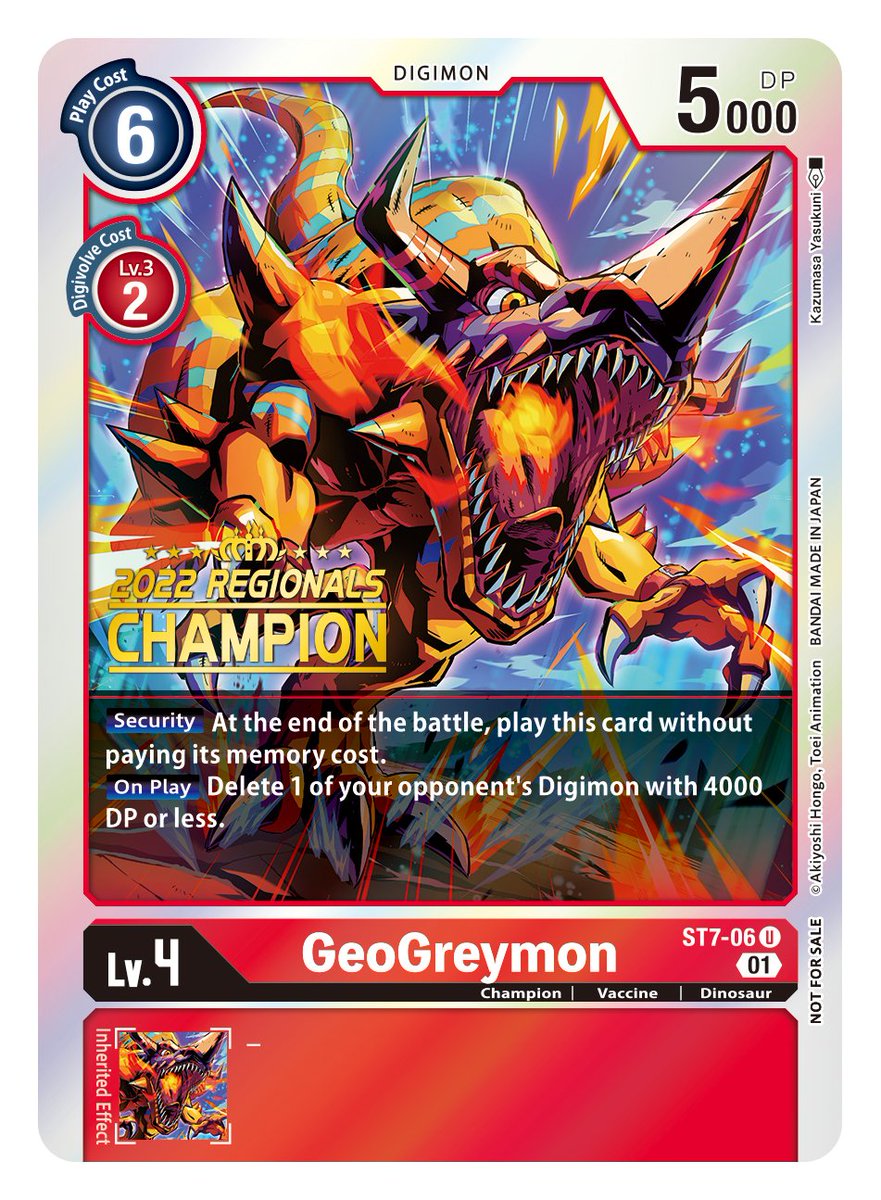 2022 August Regionals Card Reveals] Today's card reveal is the alternative  art ST7-06 GeoGreymon! Join the events for exclusive 2022 Championship  promotional items and cards! https://t.co/DkOX4guc32 #DigimonCardGame # Digimon #DigimonTCG