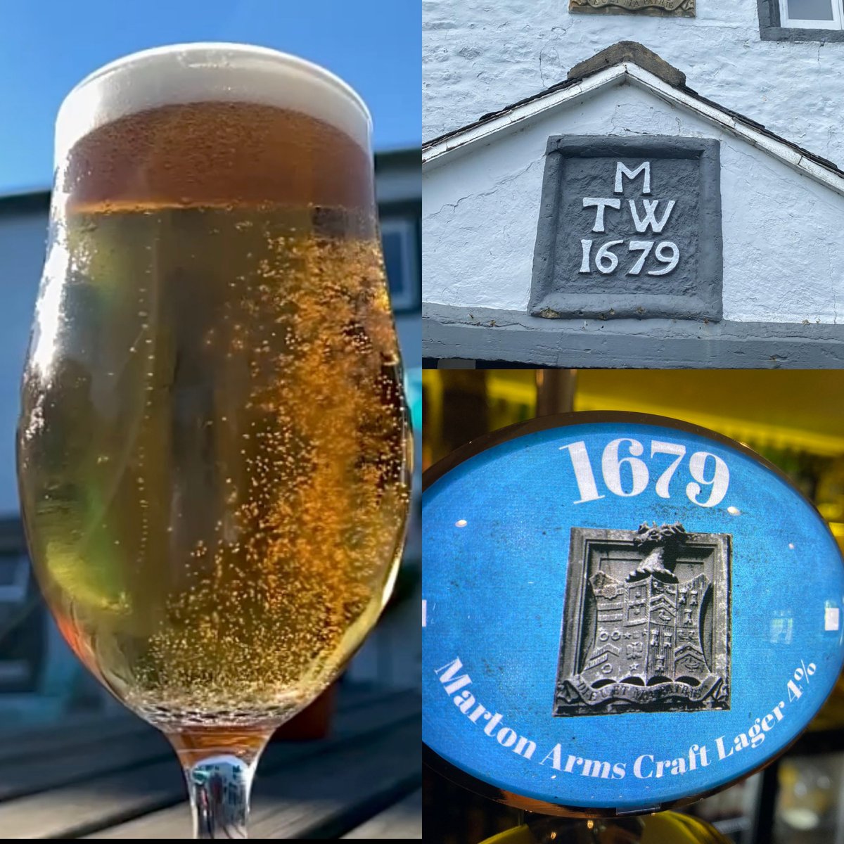 MartonArms1's tweet photo. Introducing our very own craft lager '1679' from the date the MA first opened its doors as an Inn.
That's a lot of pints ago! #summerbeer #coolbeer #craftlager #countrypub #yorkshiredales #ingletonwaterfalls https://t.co/8JUNojbSti