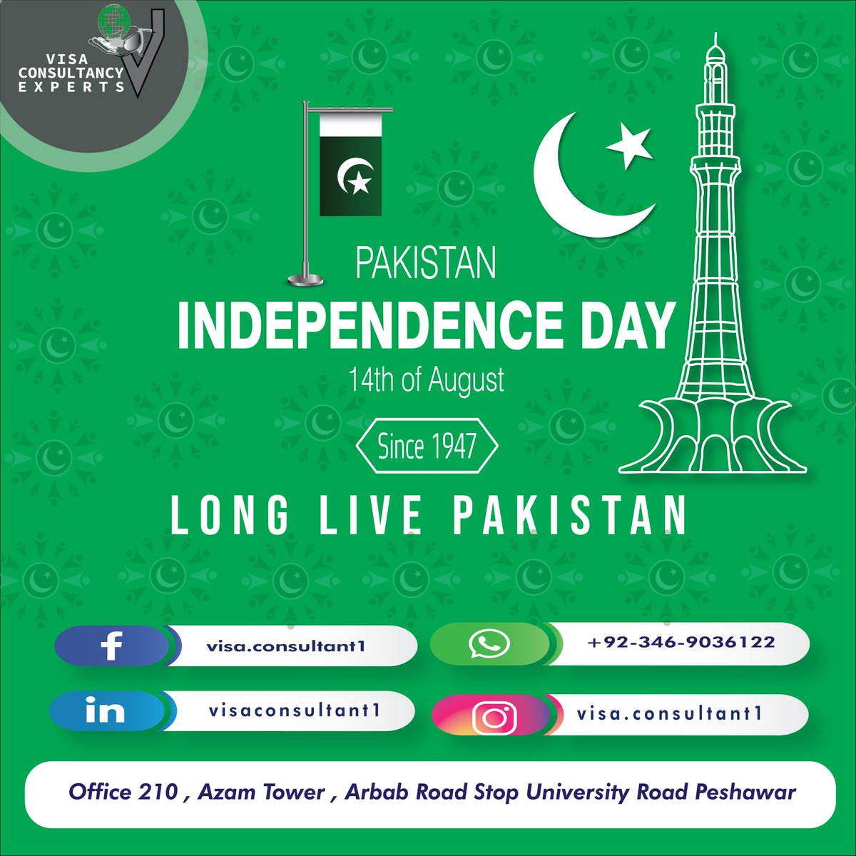 visa1consultant's tweet photo. 🇵🇰 🇵🇰 🇵🇰 Happy Independence Day to the whole nation 🇵🇰 🇵🇰 🇵🇰

#IndependenceDay #happyindependenceday2022 #Pakistan #PakistanZindabad #studyabroad #careeropportunities #careercounseling #careerguidance https://t.co/HOatDsq3Wb