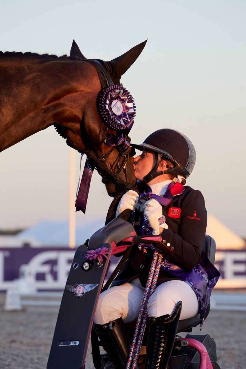 'Did we do good, Mummy?' 🥺❤️ We just can't get enough of our FEI Para Dressage World Championship Individual Grade III silver medalists @NBakerParaRider and Keystone Dawn Chorus. 🥰 #ChampionsAsOne #Herning2022 📸 © FEI / Liz Gregg