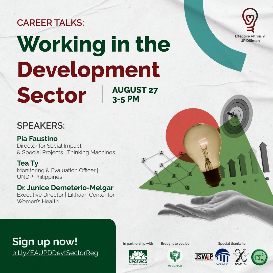 eaupdiliman's tweet photo. Wondering how you can make an impactful career by improving the quality of life for different communities in the Philippines?

Join us on Aug 27 from 3-5 PM as we hear from three leading advocates in tech, policy-making and women's health! 

(1/2) https://t.co/i6B0HibmA5