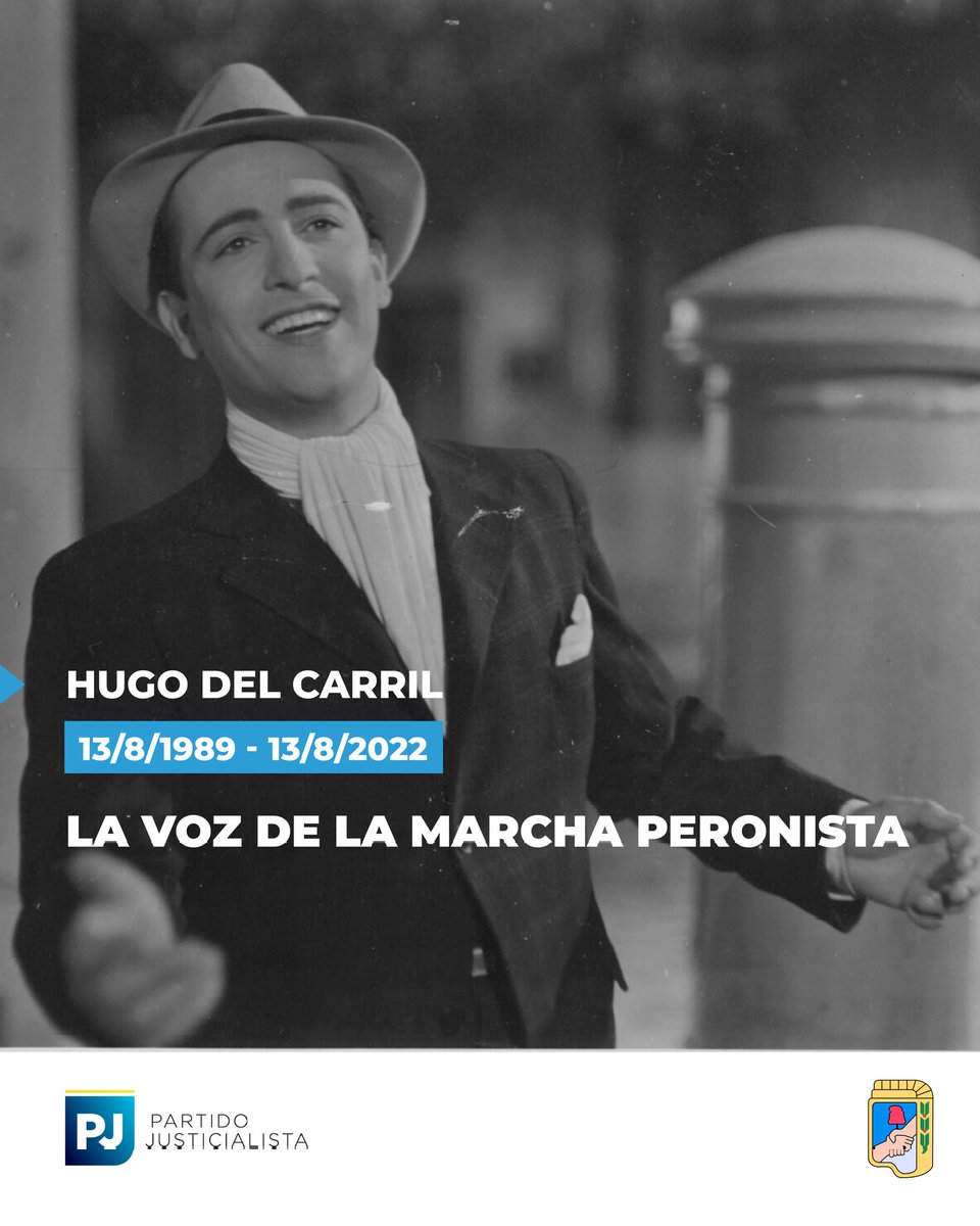 Hace 33 años nos dejaba el maestro Hugo del Carril, artista polifacético, referente de nuestra cultura popular e intérprete de la Marcha Peronista.

¡Siempre presente en nuestros corazones!❤️✌️