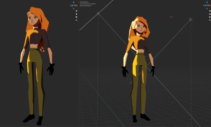 When she has only the shader and no hand painted textures, she looks like this. It could even be another aesthetic! This sort of thing is a lot of fun  
