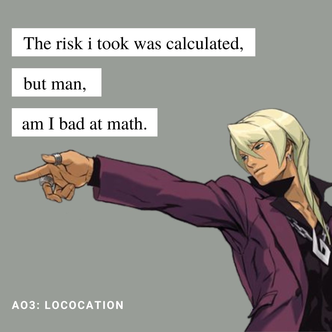 lococationer's tweet photo. a calculated risk (boy am i bad at math) 

my @klapollominbang fic is finally complete!!!! the beast is defeated!!!! 6K of klavier and apollo both making absolutely horrendous decisions!!!

give it a read!!! https://t.co/Z1K95j3bnA https://t.co/tCIefjLyGA