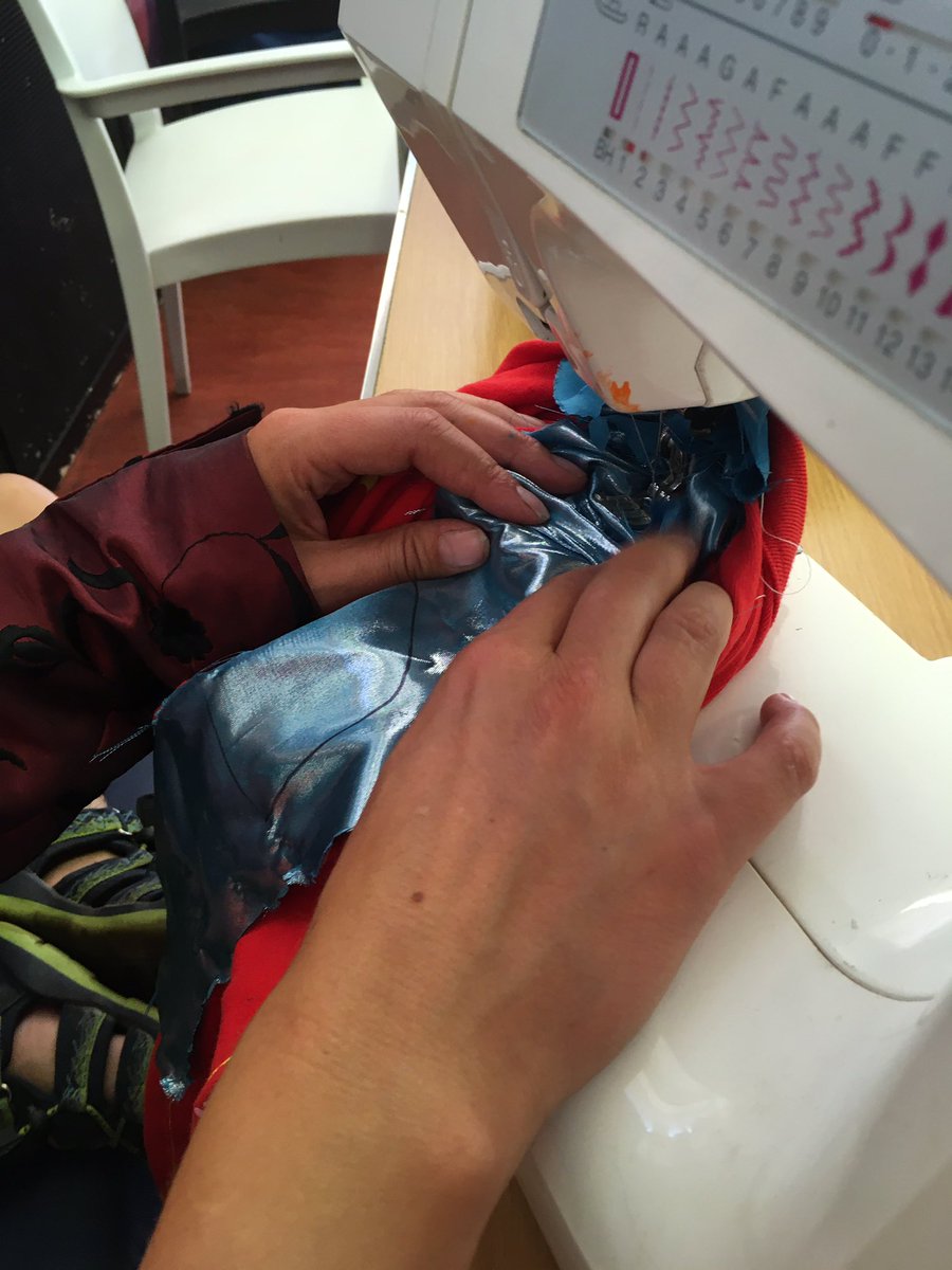 WeAreLewisham's tweet photo. Clothes making in progress at #ClimateHome getting ready for the sustainable Fashion Show staring at 5pm. Come along now and join in! @soundslikechaos @TheAlbanySE8 @youthfirstldn #FashionDesign #FashionShow https://t.co/gr07fzTE7K
