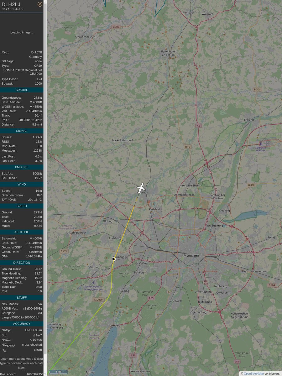 ICAO: 3C4DC9
Flt: DLH2LJ
First seen: 2022/08/13 15:27:26
Min Alt: 5450 ft MSL
Min Dist: 4.73 nm

#planefence #adsb - docker:kx1t/planefence
globe.adsbexchange.com/?icao=3c4dc9