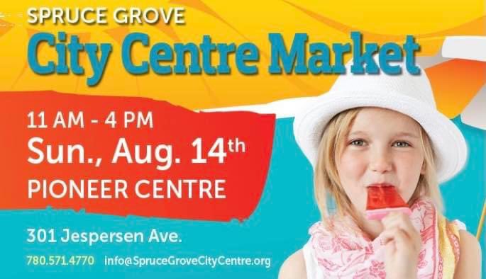 SpruceGroveCC's tweet photo. Come join us tomorrow from 11am-4pm at the Pioneer Centre and City Hall parking lot for our City Centre Market Event. 

Tons of amazing vendors 
BC Produce
Food Trucks
DJ
FREE FACE-PAINTING
FREE BALLOON ANIMALS
FREE HENNA

301 Jespersen Avenue - Spruce Grove https://t.co/buahTktgYG