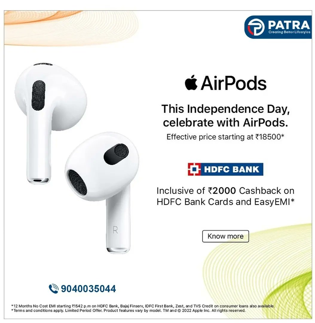 PatraRetail's tweet photo. Get yourself the best in class products!!
With Apple products now available at your favorite #PatraElectronics store, you have one more reason to rejoice. 
Celebrate Independence day with some fabulous offers.
.
.
.
.
#PatraRetail #Apple #iphone #ipad #Mac #Airpod https://t.co/B0Q8KS3bEF