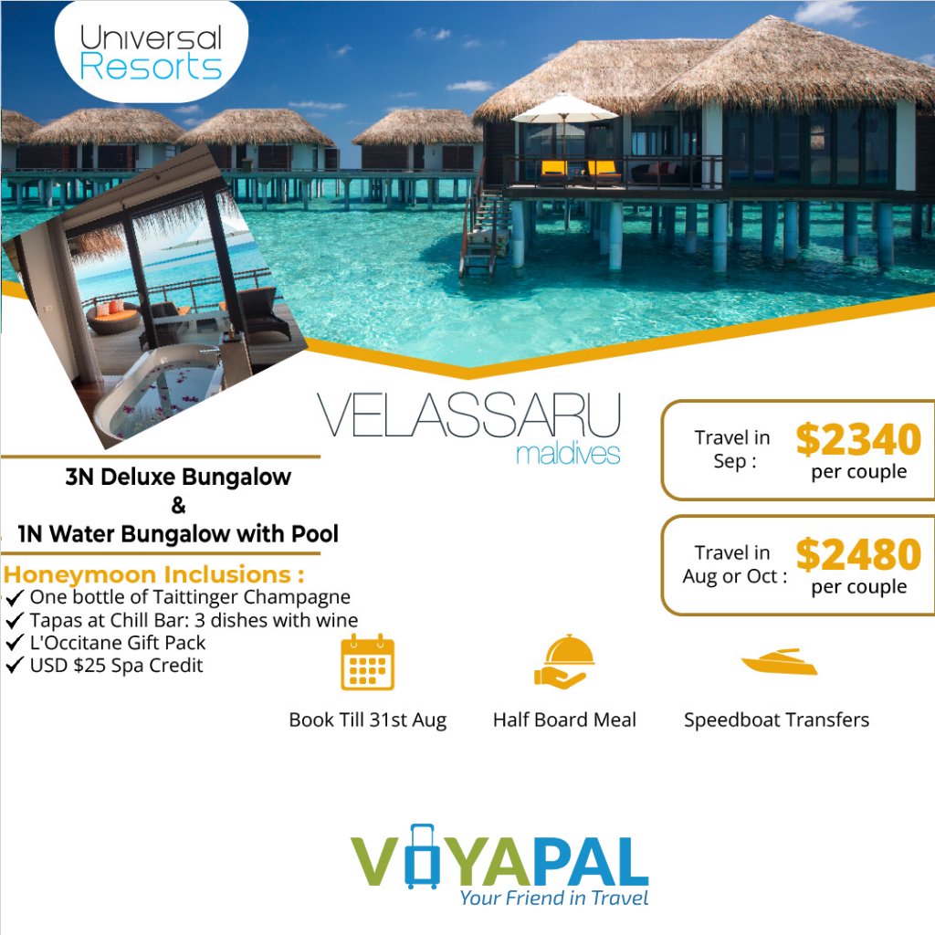 voyapal101's tweet photo. MALDIVES DEALS - WITH EXCITING TRAVEL NOW PAY LATER 0% EMI FOR 6 MONTHS OPTIONS

For Booking Call Or WhatsApp @ 9967411177
#velassaru #kurumba #kuramathi #dhigali #visitmaldives #universalresorts #maldives #maldivesbookings #maldivestours #UnX #UnXtravel #honeymooners https://t.co/A0uIDk333V