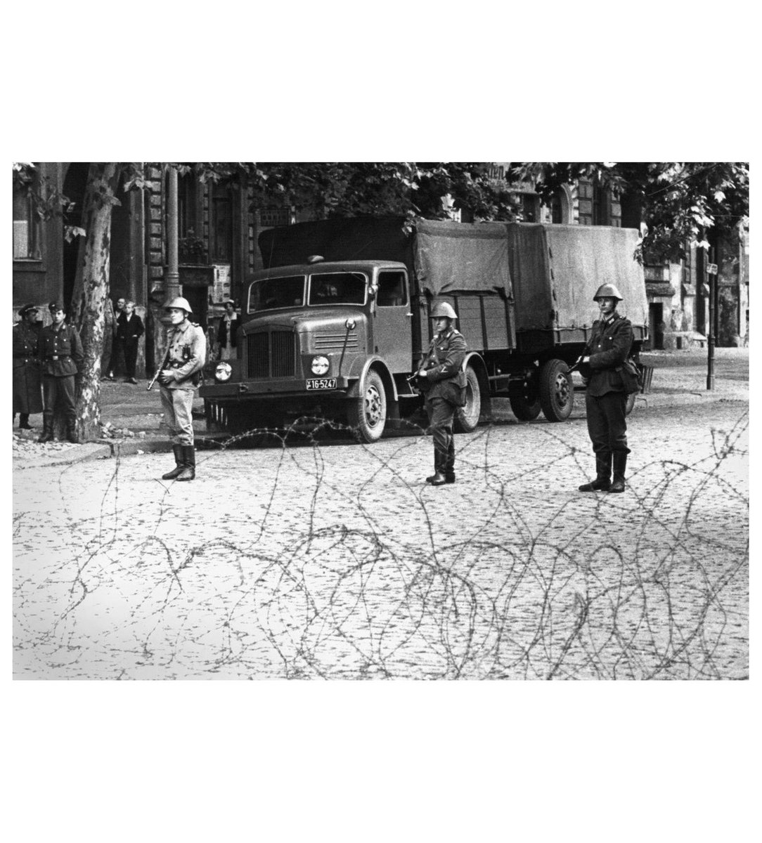 August 13, 1961 I begin the construction of the Berlin wall, at first using barbed wire divisions.