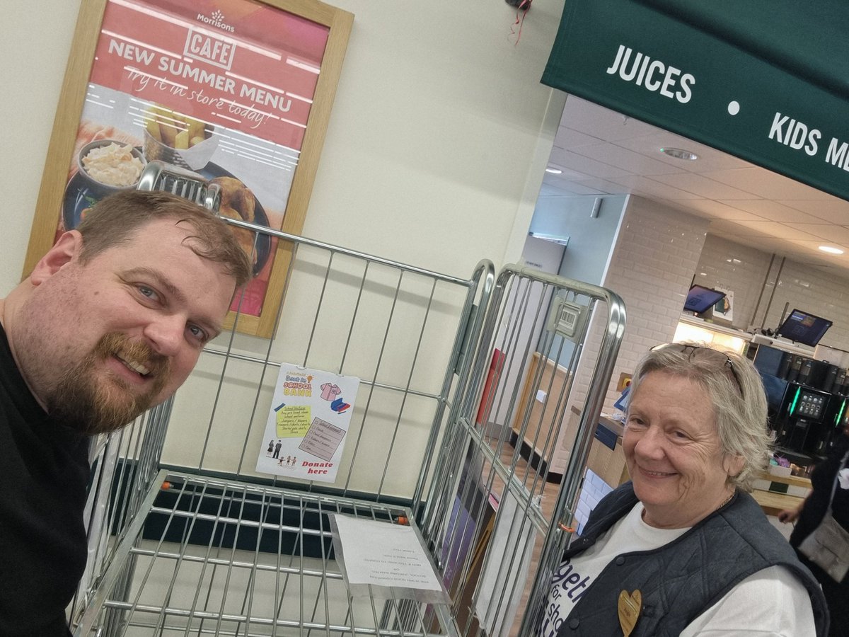 DaveR_Lichfield's tweet photo. Thanks to Morrisons Lichfield and to their community champion Angela for adding another collection point for #Lichfield #BackToSchoolBank. 

You can donate any no longer needed school uniform here until Friday 19th. https://t.co/Ri3E2Ayh5k