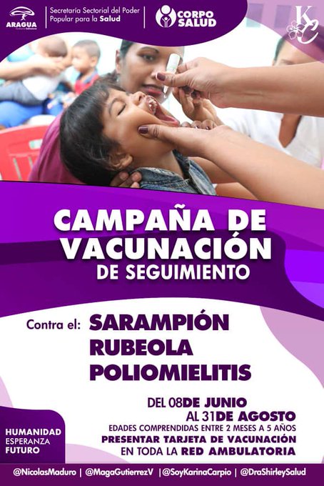 DraShirleySalud's tweet photo. Nuestros equipos de salud se encuentran desplegados hoy #13Ago desde las 43 ASIC, completando los esquemas de vacunación a niños y niñas en el marco de la Campaña de Vacunación y Seguimiento #YoSoyAragua #RenovaciónProfunda 
@NicolasMaduro @MagaGutierrezV @Soykarinacarpio https://t.co/81HShgbWKW