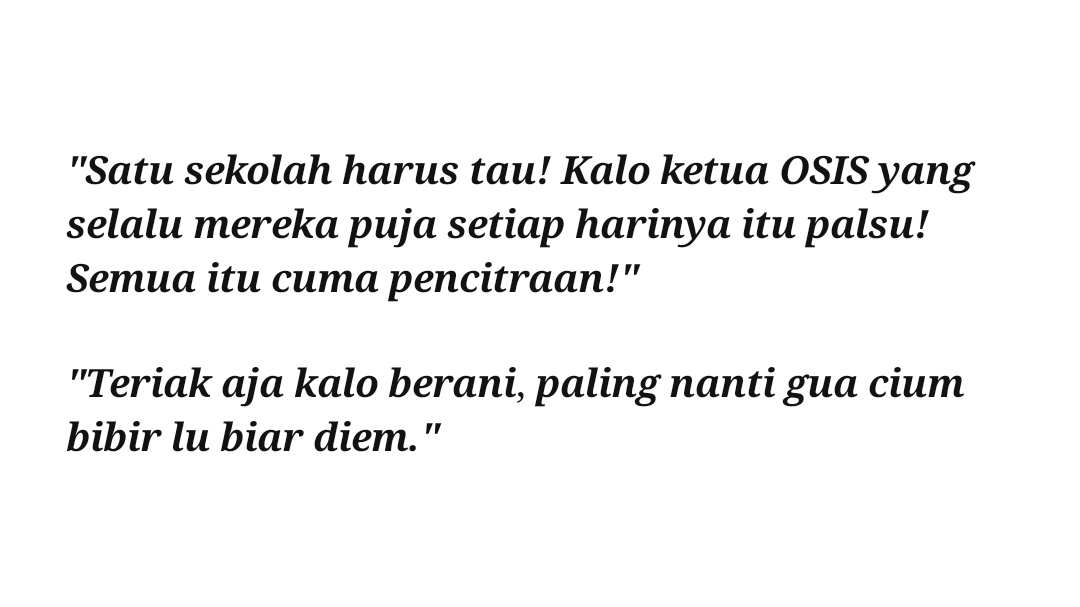brvaus's tweet photo. #𝗝𝗢𝗢𝗡𝗚𝗗𝗨𝗡𝗞 SHORT AU

"𝙎𝙞 𝙋𝙖𝙡𝙞𝙣𝙜 𝙆𝙚𝙩𝙤𝙨"

─── "Jadi ketua OSIS modal tampang doang aja bangga."

─── "Maksud lu apaan ngomong kayak gitu? Modal tampang doang? Berarti lu beneran ngakuin kalo gua ganteng?"

[ #JDAUFestival @jdaufestival @joongdunkfess ] https://t.co/3UmjnvIIba