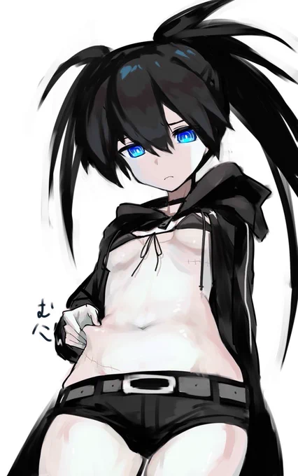 ちょっと贅肉がついて不満なロックちゃん #ブラックロックシューター  #イラスト 