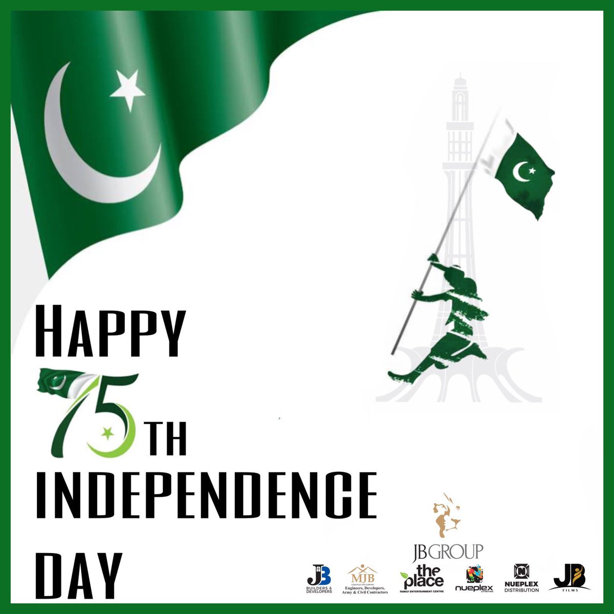 JBFilmsPK's tweet photo. Happy 75th Independence Day 🇵🇰 
#PakistanZindabad https://t.co/x1UOs5qEhe