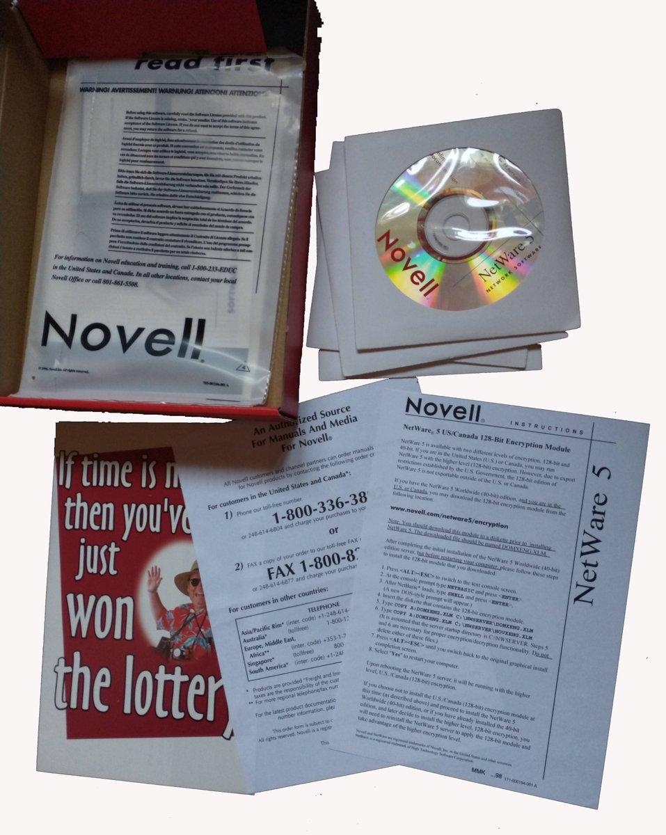 andyh2o's tweet image. The Netware archaeology trove. Netware 5 in a lovely 26cm x 19cm x 5cm box. #Netware #Retro #RetroComputing