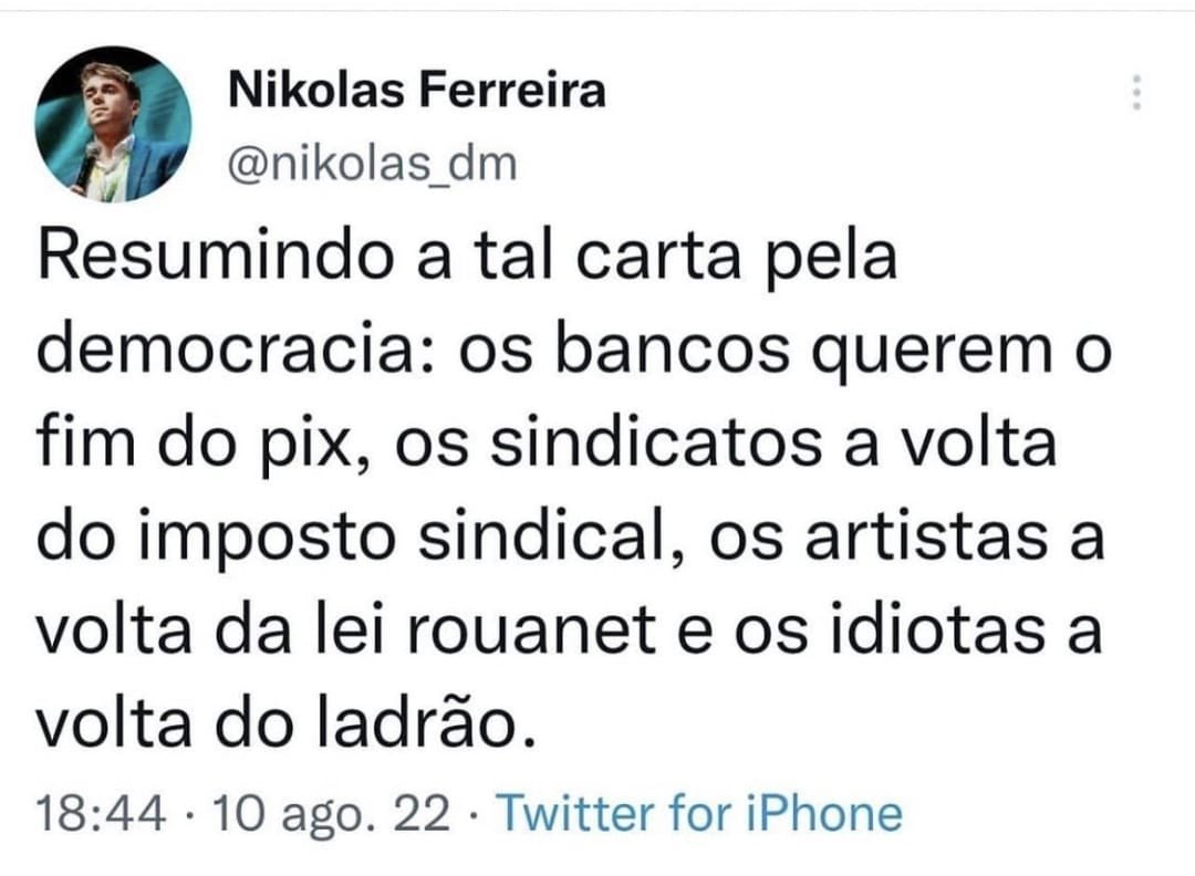 LuizNet66918774's tweet photo. @nikolas_dm fez um excelente resumo da carta. https://t.co/PlU3mCO6NU