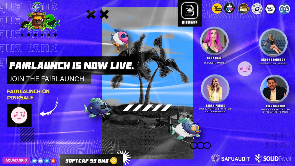 Aquatankio's tweet photo. #AquaTank Fairlaunch is live on @pinkecosystem 

Join Fairlaunch https://t.co/l5ls18KCTm

🆓FREE Island NFTs for fiarlaunch buyers
🎁RFI 2% in USDT
💰Lifetime reward NFTs
💥Cut 5% fee in fairlaunch
✅CMC/CG 24h
✅Bitmart Listing Confirmed
https://t.co/qZ2xUKHlkB
#Aquatank https://t.co/9emxUalfSv