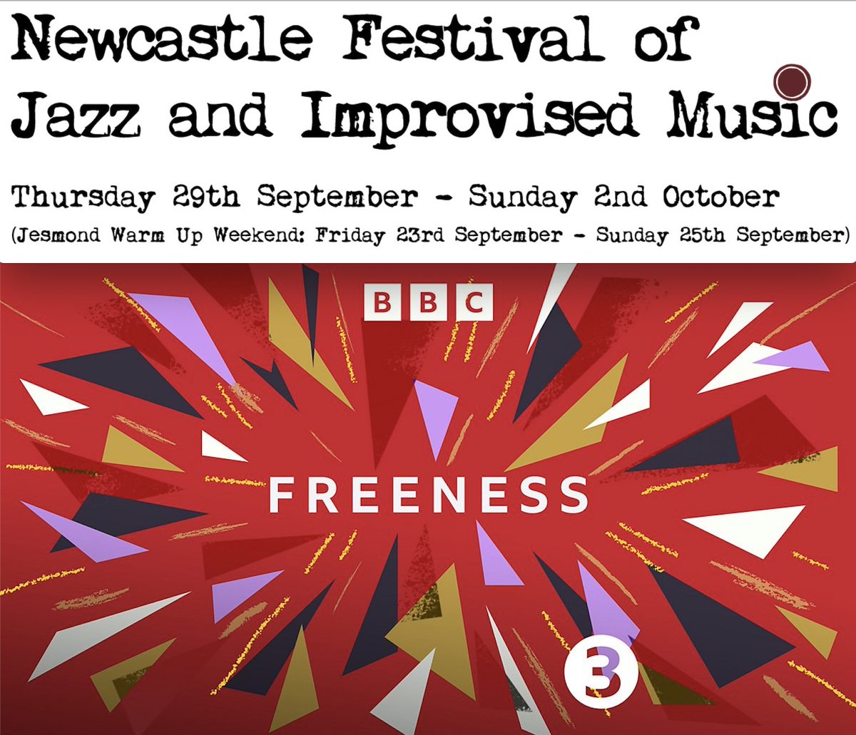 Delighted that BBC Radio 3 will be joining us at this years Newcastle Festival of Jazz and Improvised Music Friday 23rd September - Sunday 2nd October 2022 …estivalofjazzandimprovisedmusic.co.uk @BBCRadio3 @SomethinElse @coreymwamba @BBCSounds @ChrisElcombe @tej_adeleye @reducedlisten