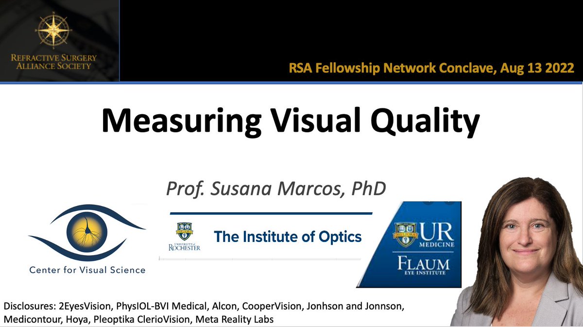 MarcoslabUr's tweet photo. Speaking today at the #RefractiveSurgery Alliance on “Measuring Visual Quality”.Looking forward to discussions with Fellows & Faculty! #aberrometry #OCT #AdaptiveOptics #NeuralAdaptation #MAS2EV #SimVisGekko @MarcoslabUr @CvsUor @FlaumEye @2EyesVision https://t.co/shivK7kNxS