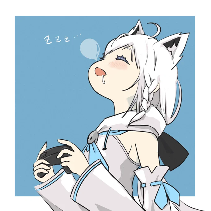 寝落ち。#ホロメンワンドロ814 #絵フブキ 