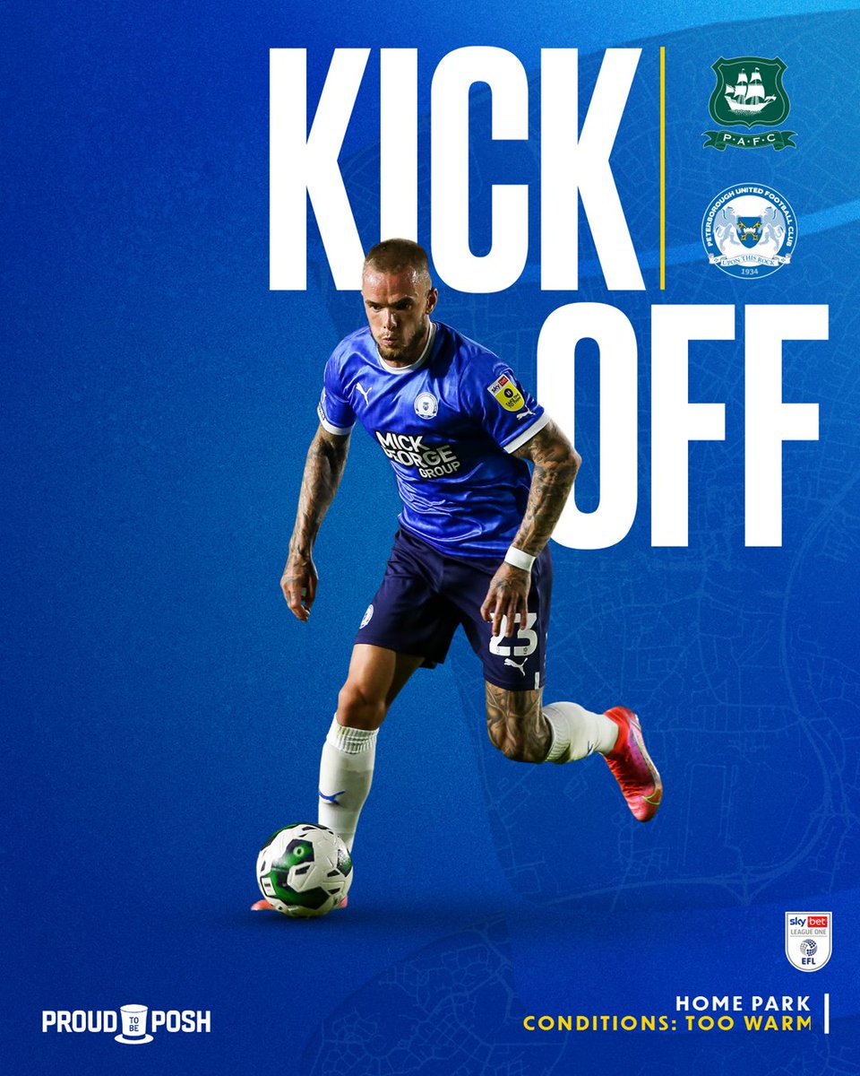 theposh's tweet photo. 1' - We're off at Home Park. 

Come on Posh! 💪

🟢  0 - 0 🎩 | #PLYPET https://t.co/2IzmcIQDXD