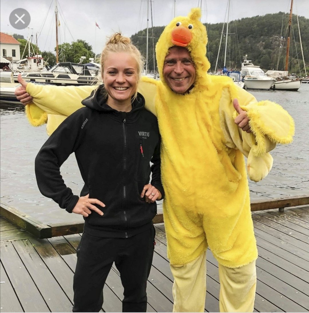 Mr. Moberg used to wear a chicken suit at stages in Halden. Will he wear it again tomorrow? #tourofscandinavia #TOSC22