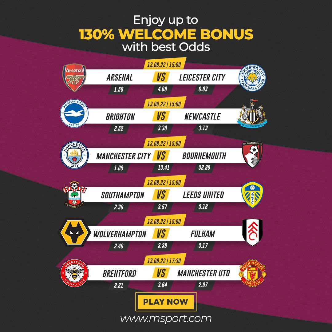 800 ODDS ON MSPORT 

CODE ➡️ B2Z41PK

Sign up ➡️ bit.ly/Ladybet 

Download the iOS app ➡️ apps.apple.com/ng/app/msport-…

Stand a chance to win a ₦𝟭𝟬𝟬𝟬 free voucher, visit @MsportOfficial and retweet the pinned tweet with the hashtag #MSportSuperOdds

#BetNowOnMSport