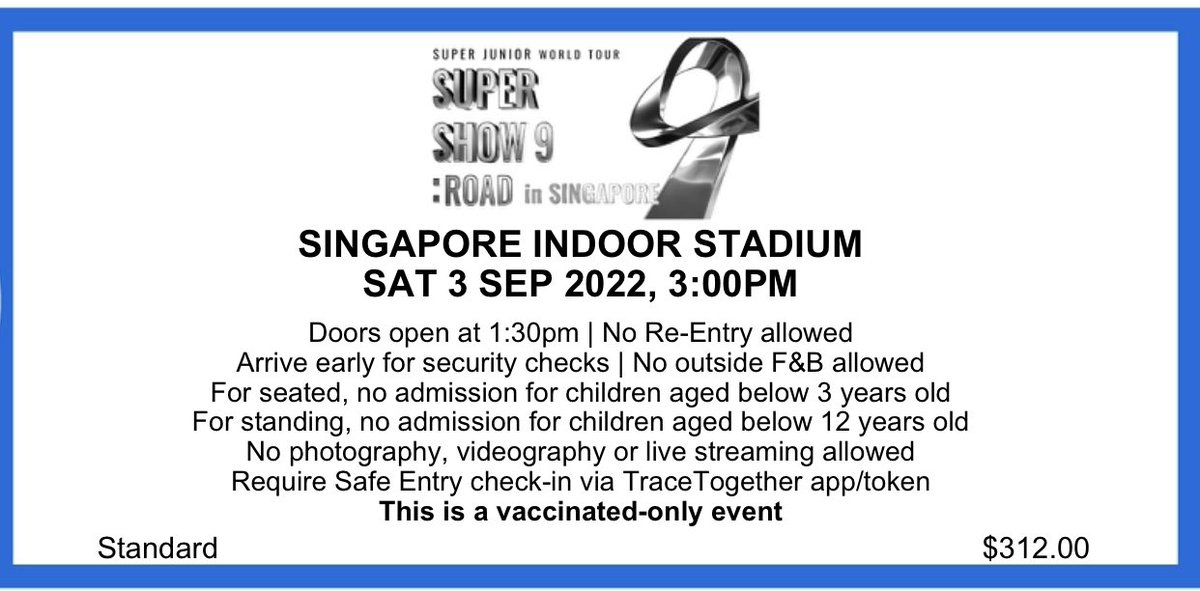 dongdonghae1986's tweet photo. [Help RT] Selling my Standing Pen B ticket for #SS9inSG Supershow 9 Singapore!! Queue number is below 500 as Pen B starts from 2XXX!! Original price or price negotiable!! Interested pls let me know🙏🙏🙏 #superjunior #supershow9 #슈퍼쇼9 https://t.co/aZCmQtBito