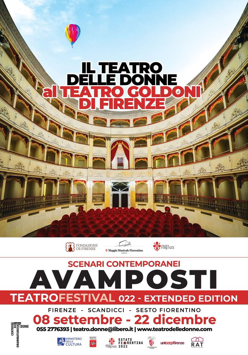 📣In arrivo il TeatroFestival 022 AVAMPOSTI | Scenari contemporanei✨ Presto su teatrodelledonne.com tutte le info!

Progetto realizzato con il contributo di @FondazioneCRF

#teatrodelledonne #teatrointoscana #spettacolodalvivo #Teatro #avamposti #florence #fondazionecrfirenze