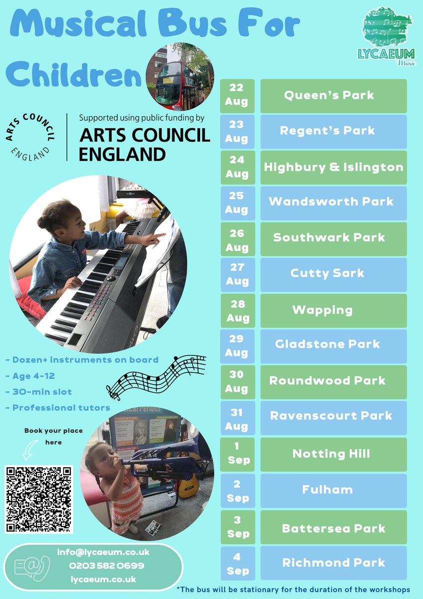 LycaeumMusic's tweet photo. 🎸Musical Bus For Children🥁
Iconic double-decker Musical Bus for children will be running across London with dozens of instruments and professional tutors on board!
https://t.co/ADJ8A0QFPO

#LycaeumMusic #MusicOnWheels #MusicForKids #MusicLessons #MusicSchool #piano #violin https://t.co/JvDoFhLzi4