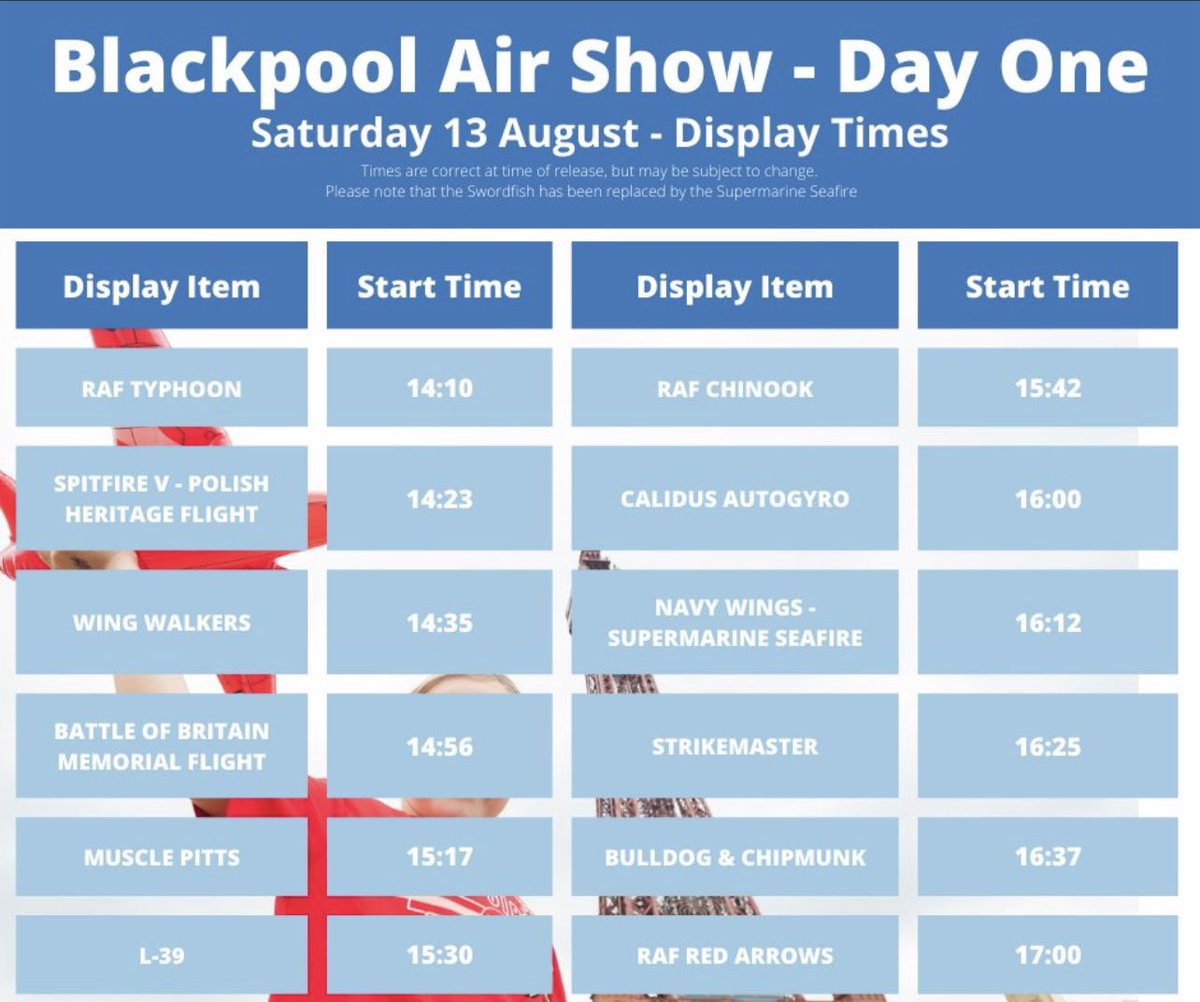 Grand_Theatre's tweet photo. #TODAY Blackpool Air Show returns! 

It's been a long three years but it’s back and we’re all waiting for for take-off! ✈️

🌞😎 Make sure you’re wearing #sunscreen50 

More details https://t.co/nKKtSarwEb

#RedArrows https://t.co/pgstu3Fb9S