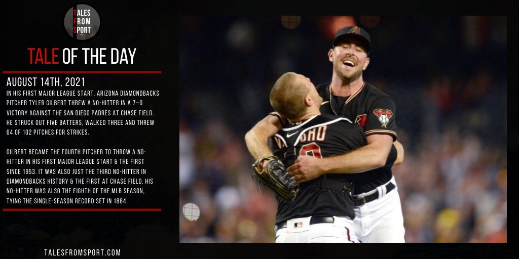 TalesFromSport's tweet photo. #TaleOfTheDay
Ft. @Dbacks, @MLB & Tyler Gilbert
#OnThisDay https://t.co/9xsGKq7k73