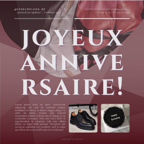 LEWRITERS_HQ's tweet photo. ㅤ
 
          ㅤJOYEUX ANNIVERSAIRE! ·˚ ༘

To our cordial and driven CHRO, Mr. Aloïse, @eunoiarchives, the guild wishes you a happy birthday! You bring us joy and push us to achieve greater heights. You deserve only the very best! We hope you enjoy your special day!

ㅤ https://t.co/lydYnsuBMB