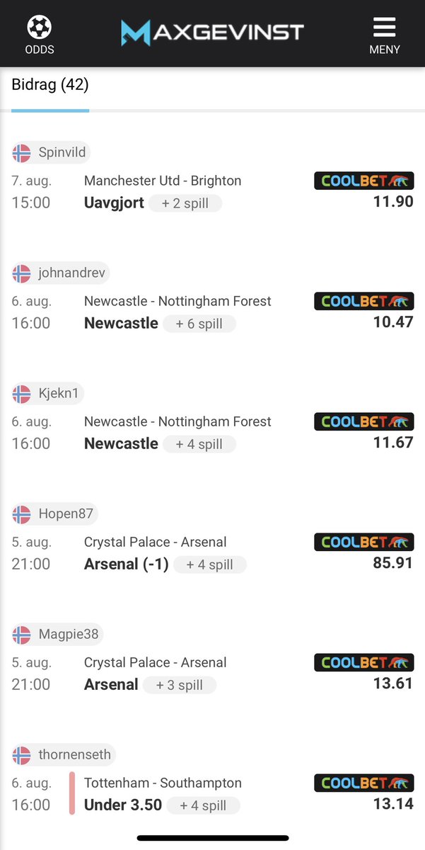 Premier League, runde 2 

I samarbeid med @CoolbetNorge sender vi 2 mann til England 👏

Les mer og delta helt gratis her 👇

maxgevinst.com