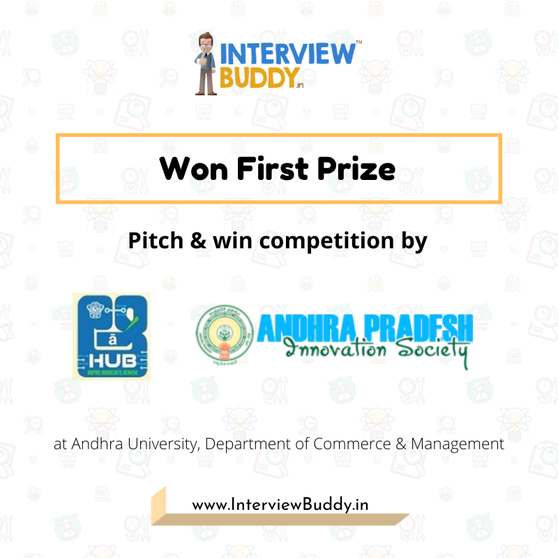IntrvwBuddy's tweet photo. We are happy to share that InterviewBuddyβ’ has won the first prize of βΉ25,000 at the Pitch & win competition conducted by A Hub and Andhra Pradesh Innovation Society on Aug 11, 2022.
Thank you all for your support and belief in us.
#InterviewBuddy #startupstory #ftw #boat https://t.co/4FujFpHOWE