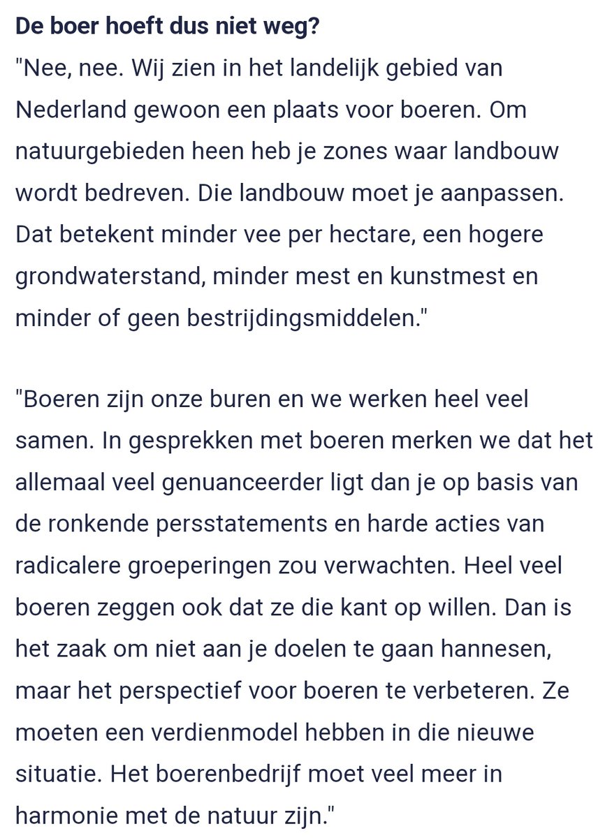De baas van @Natuurmonument-en, je zou kunnen zeggen de grootste 'tegenstander' van de boeren, geeft hier een ongelooflijk sterk interview. Niet alleen op deze vraag, ook op andere vragen. Maar ja, dat trekt geen kijkers of clicks hè. Hulde voor <a href="/TeoWams/">Teo Wams</a>

nu.nl/binnenland/621…