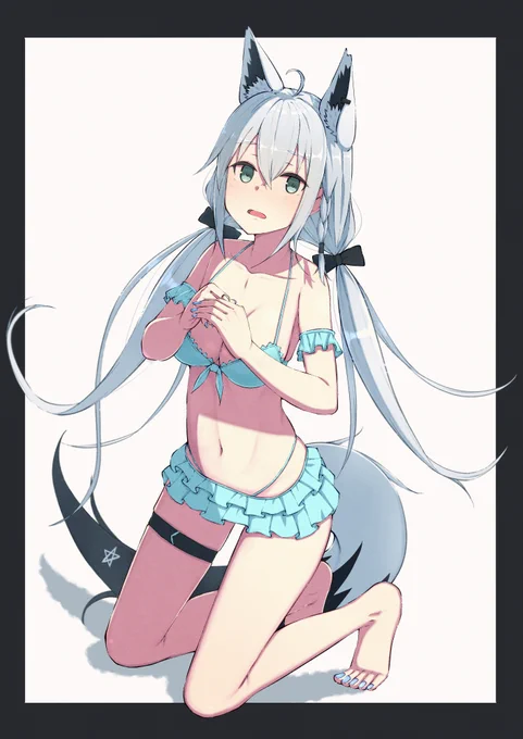 #絵フブキ #ホロライブサマー 水着ツインテの白上さん。 