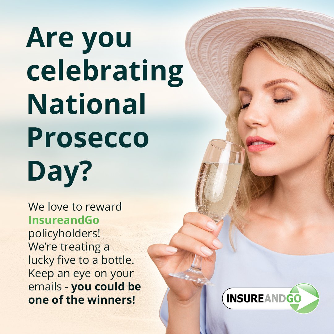 InsureandGo's tweet photo. To celebrate National Prosecco Day, weβre going to treat five InsureandGo policyholders to a bottle (alcoholic or non-alcoholic - the choice is yours!)
Keep an eye on your emails - one of the winners could be you!β¨
#NationalProseccoDay #InsureandGo https://t.co/4niumPht1q