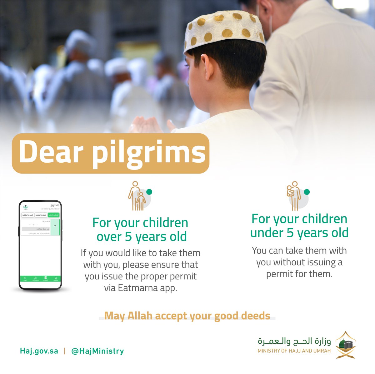 MoHU_En's tweet photo. Umrah pilgrims are allowed to bring their children 🕋

#Makkah_and_Madinah_Eagerly_Await_You https://t.co/nCf9r8t5zM