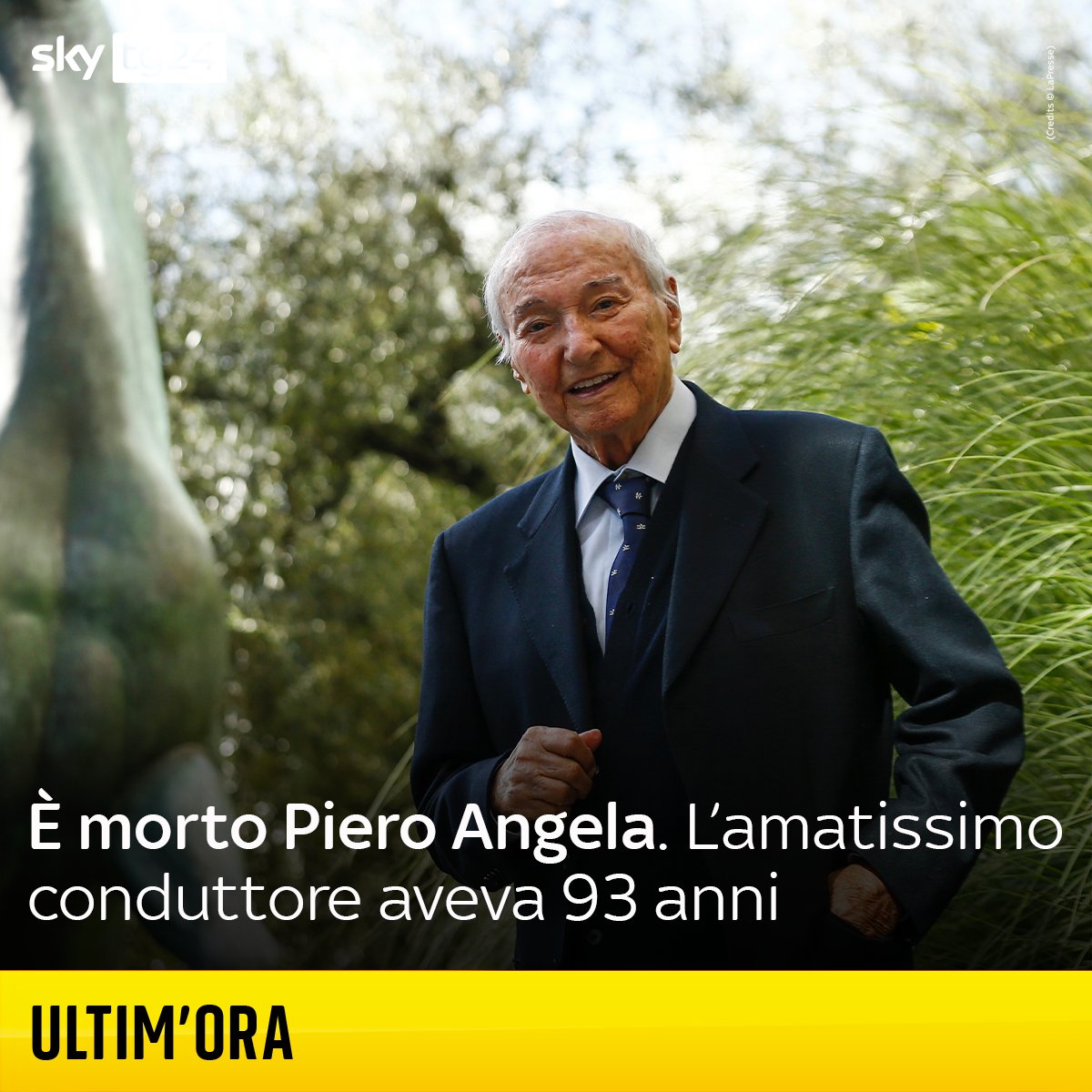 SkyTG24's tweet photo. È morto Piero Angela. L’amatissimo conduttore aveva 93 anni: https://t.co/yL0G9R9BkI
#PieroAngela https://t.co/8NL55hObUw