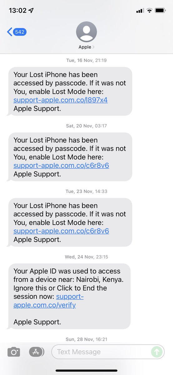 owinobill's tweet photo. @SamGichuru Next thing is to watch out for such texts that appear to be from Apple. They're fake and meant to phish your icloud credentials. The guys are very relentless. https://t.co/8oyQbIA0Kw