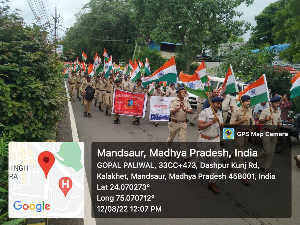 Team21R's tweet photo. "Har Ghar Tiranga" Rally at Mandsaur organised by NCC cadets of all Institutes  of 21 MP Bn NCC , Ratlam.
@HQ_DG_NCC 
@NccDteMPCG 
@drajaykumar_ias 
@NccIndore 
@Patriotofnatio https://t.co/8rTdFMH5Q9