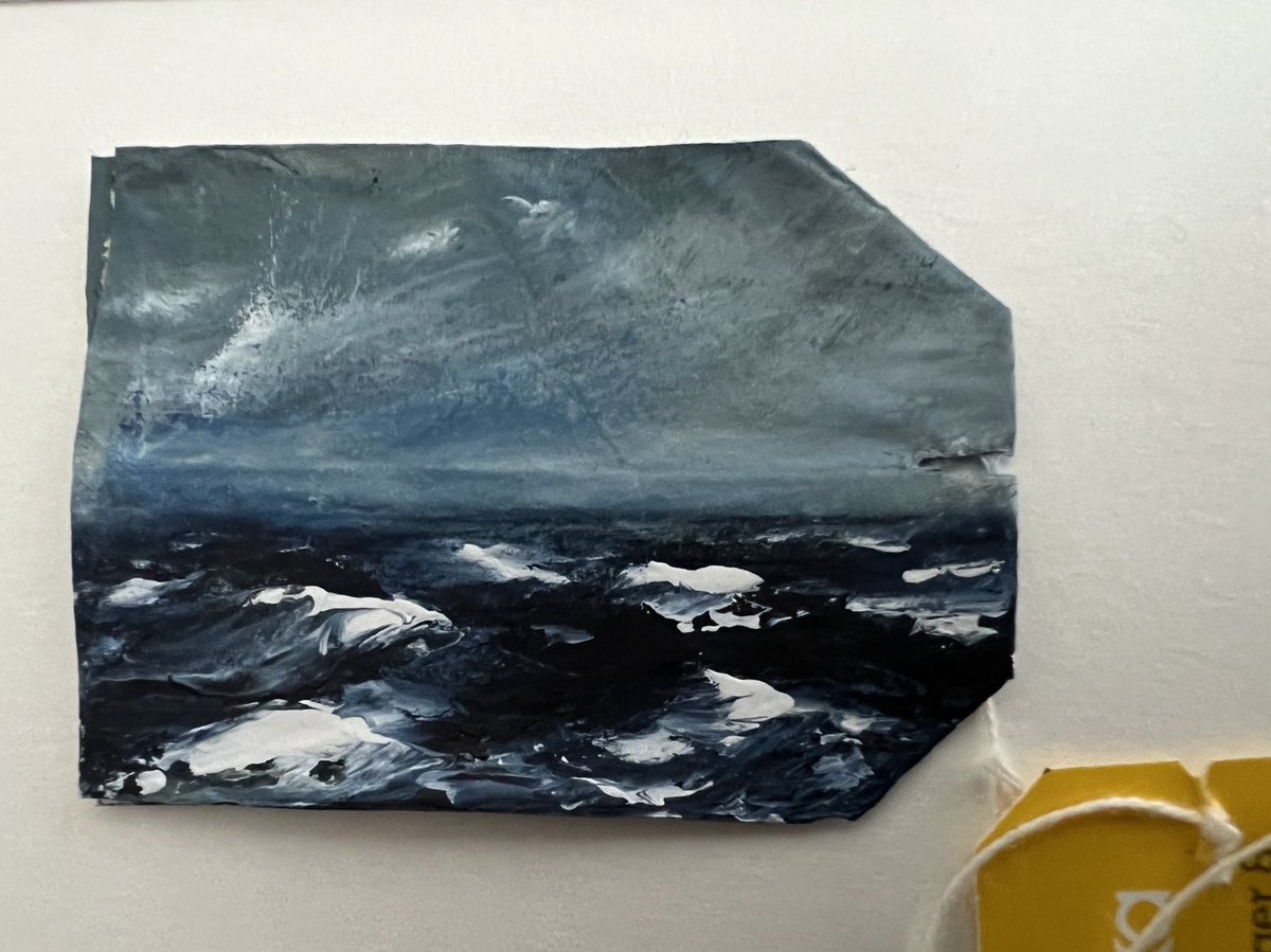 Irish Sea 
painted on a tea bag